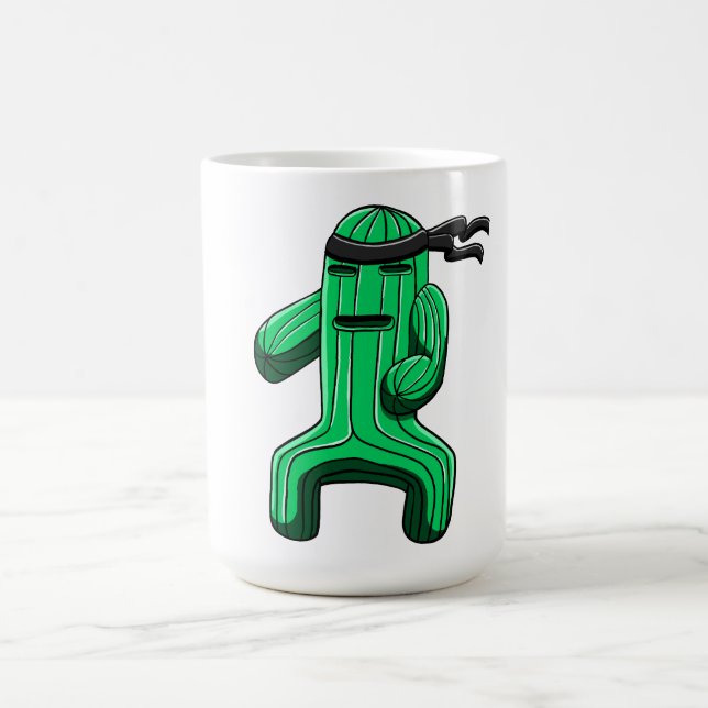 Caneca De Café Funny Ninja Cactus Cartoon (Centro)