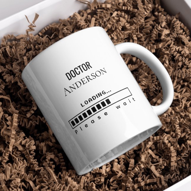 Caneca De Café Funny PhD Graduation Doctor Name Loading  (Criador carregado)