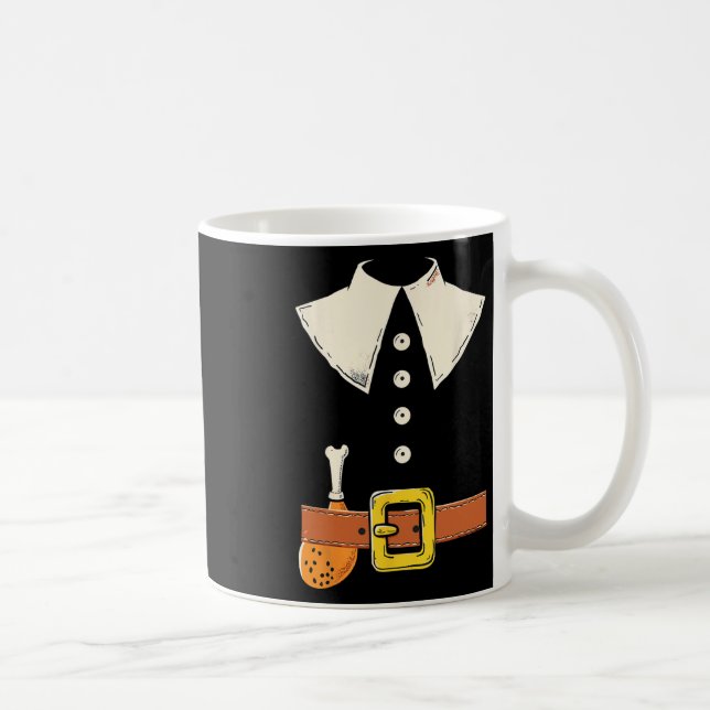 Caneca De Café Funny Pilgrim Costume Turkey Leg Thanksgiving Than (Direita)