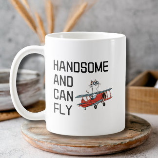 Caneca De Café Funny Pilot Quote Handsome and Can Fly Aviator