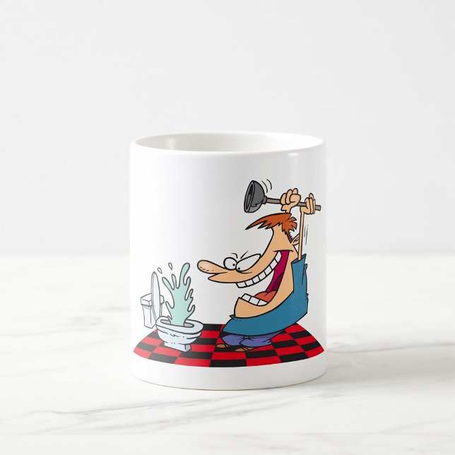 Caneca De Café Funny Plumber with Toilet Plunge Humor (Criador carregado)