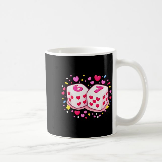 Caneca De Café Funny Preppy 67 Valentine Six Seven Dice 6 7 Women (Direita)