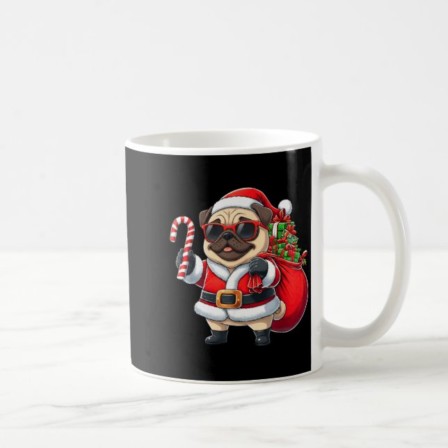 Caneca De Café Funny Pug Christmas Santa Outfit Xmas Mom Dad Kids (Direita)