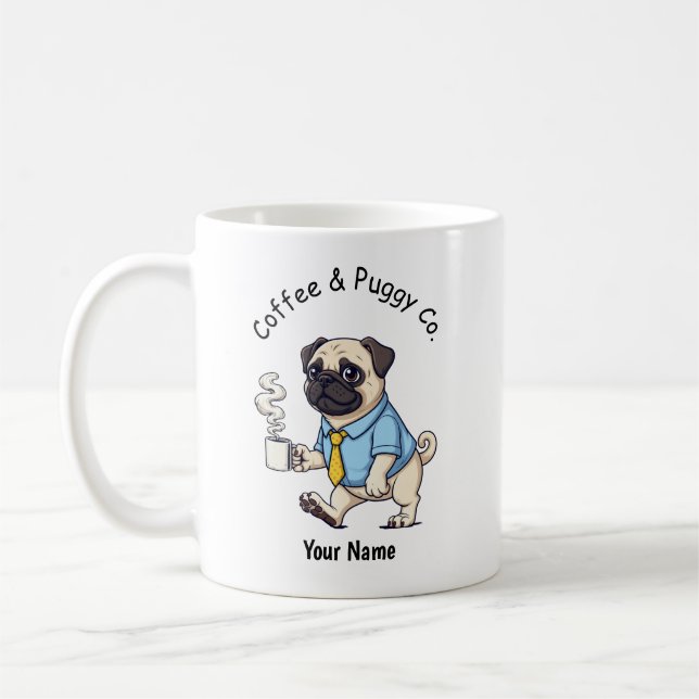 Caneca De Café Funny Pug Dog Business Suit Coffee  (Esquerda)