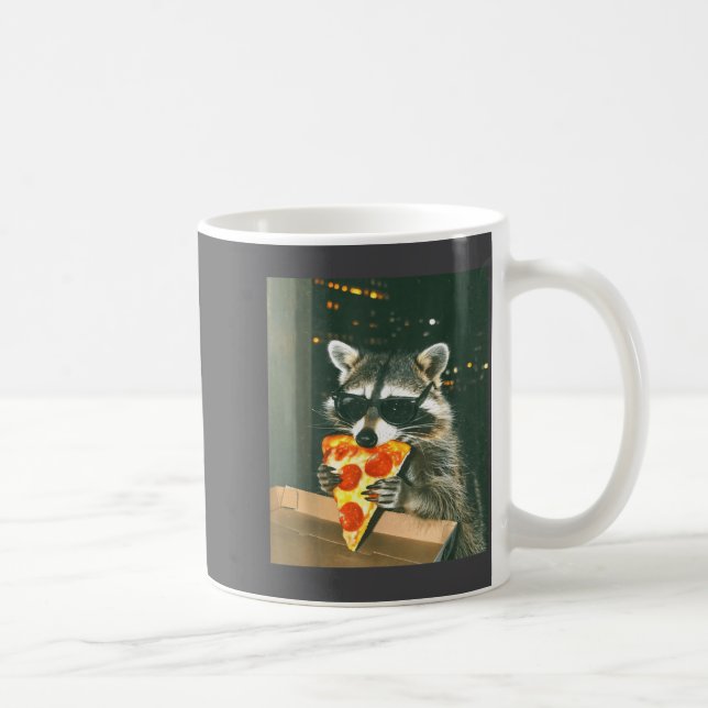 Caneca De Café Funny Raccoon Eating Zza Animal Meme Men Women Kid (Direita)