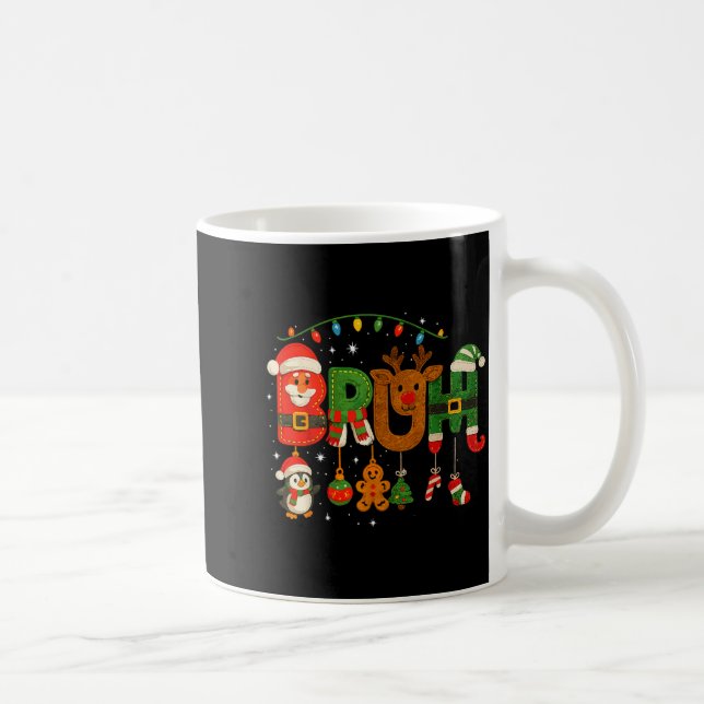 Caneca De Café Funny Red White And Bruh Boys Xmas Christmas Pajam (Direita)