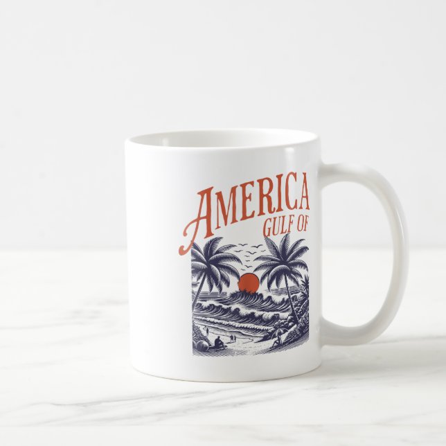 Caneca De Café Funny Retro 2025 Grunge Design, Golfo Da América (Direita)
