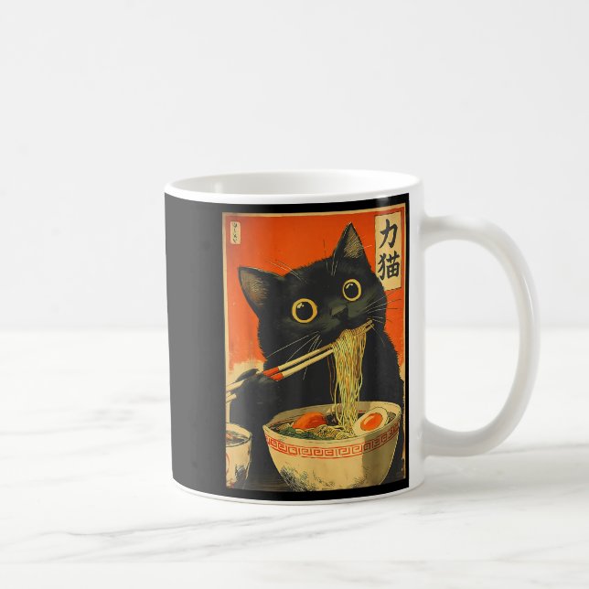 Caneca De Café Funny Retro Anime Cat Ramen Japanese Cat Graphic A (Direita)