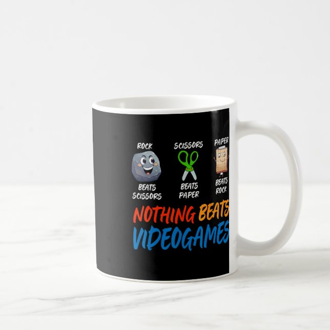 Caneca De Café Funny Rock Paper Scissors Nothing Beats Videogames (Direita)
