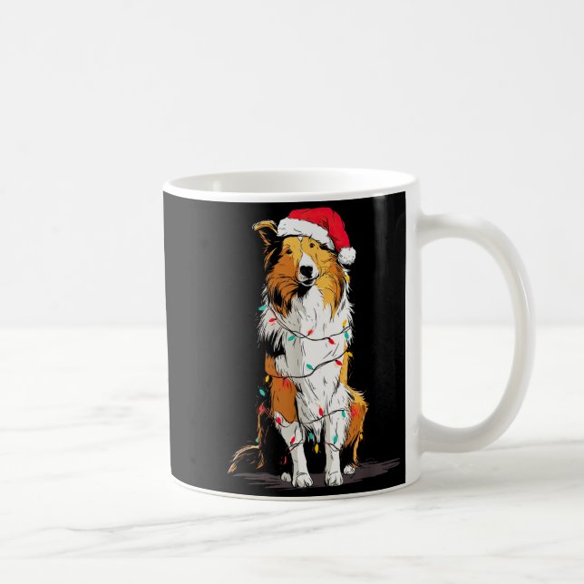 Caneca De Café Funny Rough Collie Christmas Graphics Dog Lights L (Direita)
