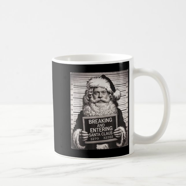 Caneca De Café Funny Santa Claus Mugshot Christmas – Santa Xmas  (Direita)