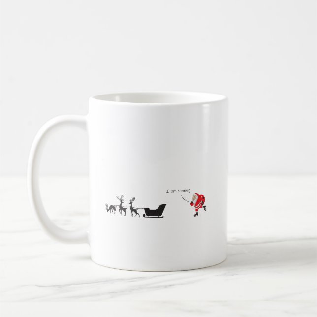 Caneca De Café Funny santa 'I am coming' for sleigh (Esquerda)