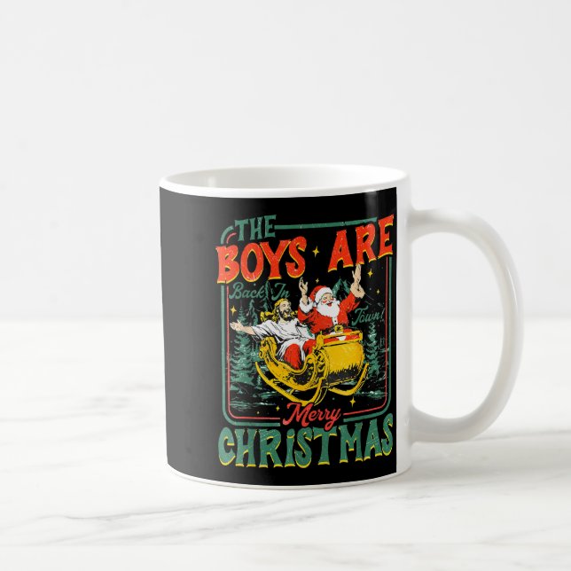 Caneca De Café Funny Santa Jesus The Boys Are Back In Town Merry  (Direita)