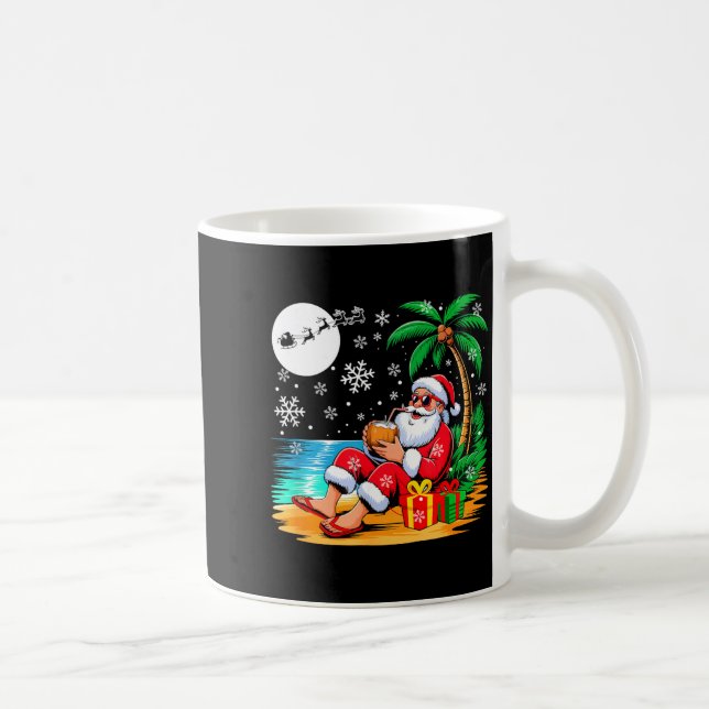 Caneca De Café Funny Santa Sungles Drinking Coconut On Beach Chri (Direita)