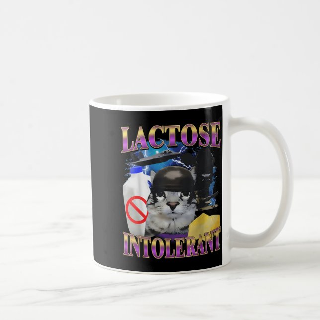 Caneca De Café Funny Saying Lactose Intolerant Silly Cat Meme Cat (Direita)