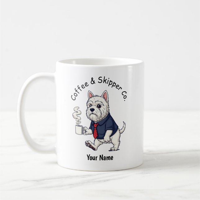 Caneca De Café Funny  Schipperke Dog Business Suit Coffee  (Esquerda)
