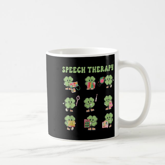 Caneca De Café Funny Shamrock Speech Therapy St Patrick's Day Slp (Direita)