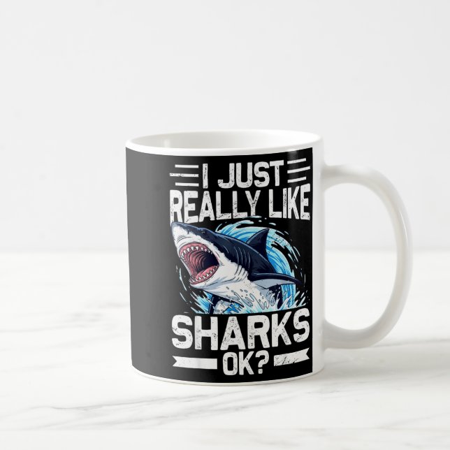 Caneca De Café Funny Shark Shirt For Men Women Sea Animal Shark L (Direita)