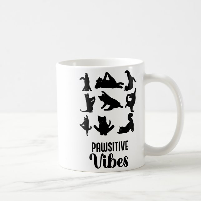 Caneca De Café Funny Six Cats Yoga Sitions  (Direita)
