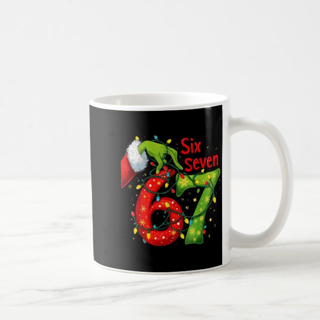Caneca De Café Funny Six Seven 6 7 Meme 67 Xmas Hand Christmas Co (Direita)