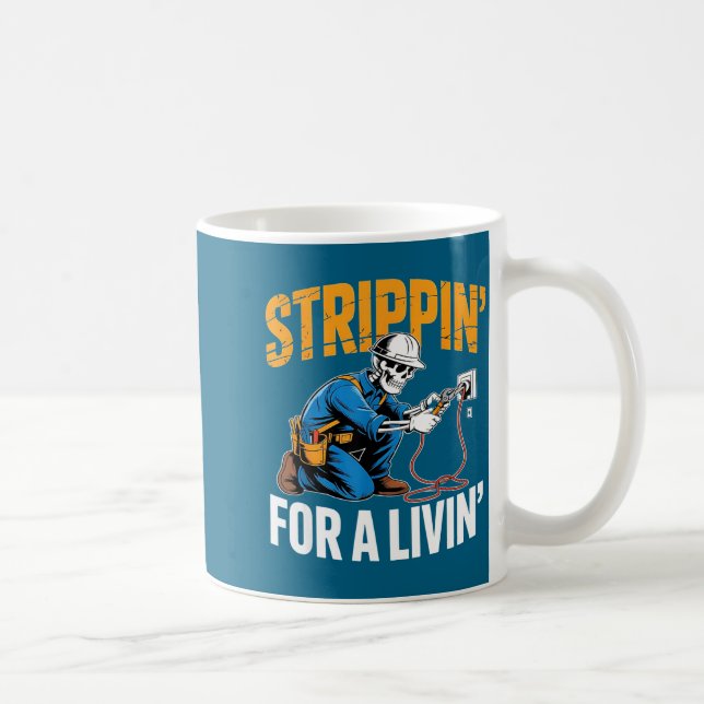 Caneca De Café Funny Skeleton Electrician N For A Livin  (Direita)