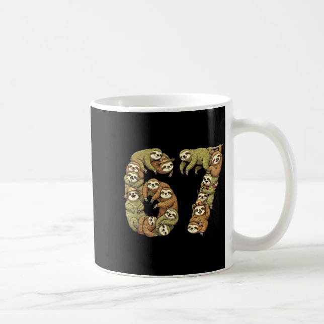 Caneca De Café Funny Sloth Tribal 6 7 Meme Six Seven Love  (Direita)