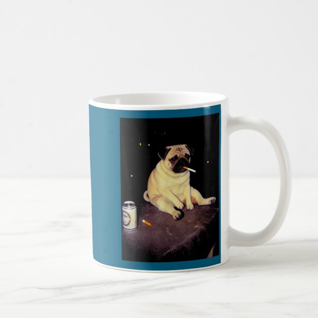 Caneca De Café Funny Smoking Dog Pug Meme  (Direita)