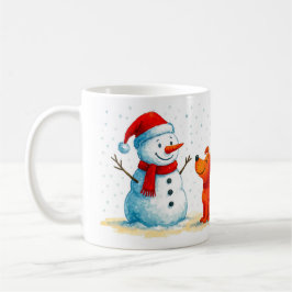 Caneca De Café Funny Snowman and Dog Winter