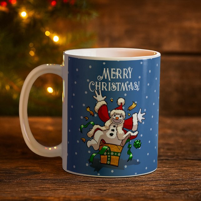 Caneca De Café Funny Snowman Merry Christmas Surprise Cartoon (Criador carregado)