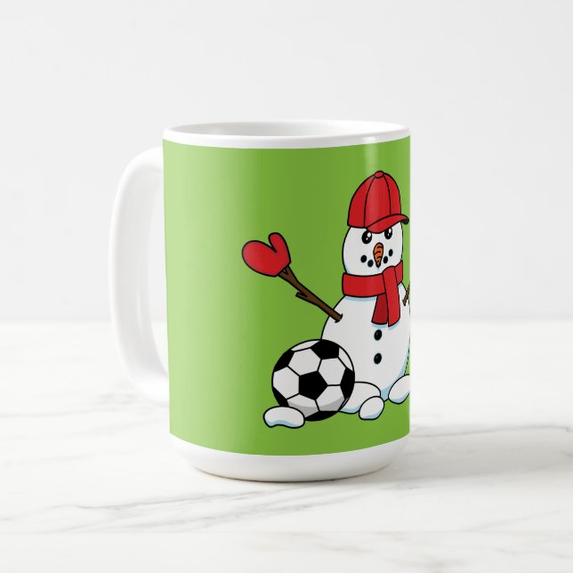 Caneca De Café Funny Snowman with Soccer Ball (Frente Esquerda)