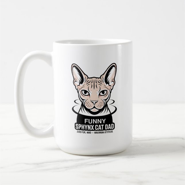 Caneca De Café Funny Sphynx Cat Dad Vector Art (Esquerda)