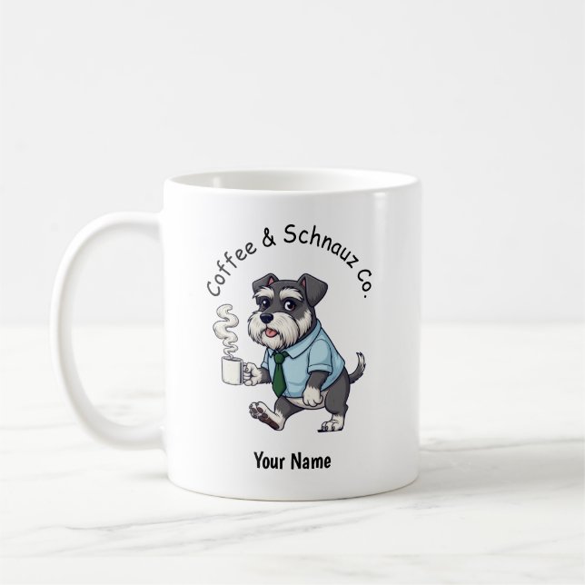 Caneca De Café Funny Standard Schnauzer Dog Business Suit Coffee  (Esquerda)