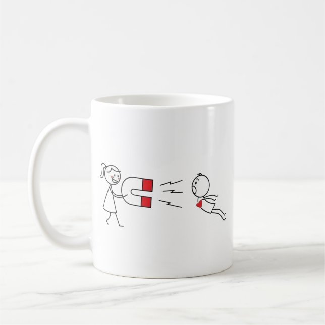 Caneca De Café Funny Stick Figure Love Magnet Coffee Mug (Esquerda)