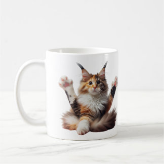 Caneca De Café Funny Stretching Maine Coon Kitten Photo