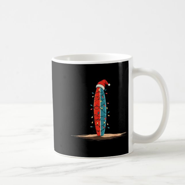 Caneca De Café Funny Surf Christmas Lights Lover Surfboard Surfin (Direita)