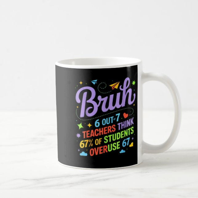 Caneca De Café Funny Teacher Quote Bruh 6 Out Of 7 Teachers Think (Direita)
