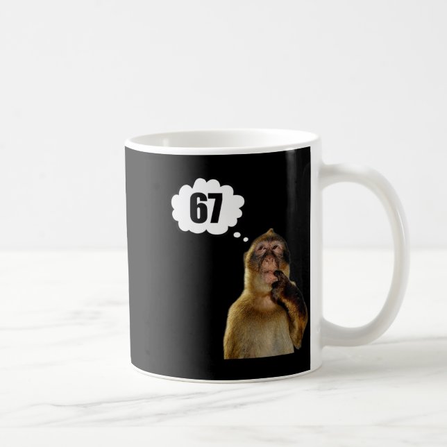 Caneca De Café Funny Thinking Monkey Meme Six Seven 6 7 Meme  (Direita)