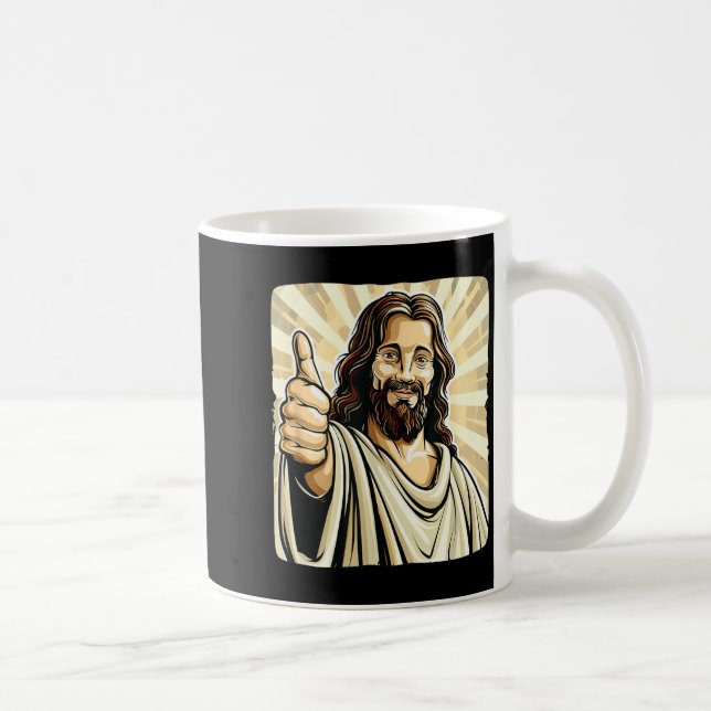 Caneca De Café Funny Thumb Up With Jesus Christ Costume  (Direita)