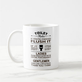 Caneca De Café Funny Toilet Rules Bathroom Restoom Sarcasm 