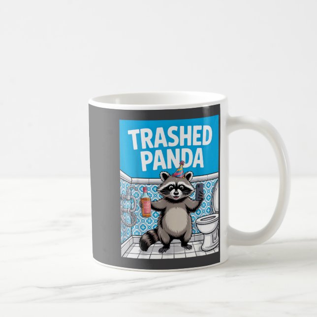 Caneca De Café Funny Trashed Panda Raccoon Gets Drunk  (Direita)