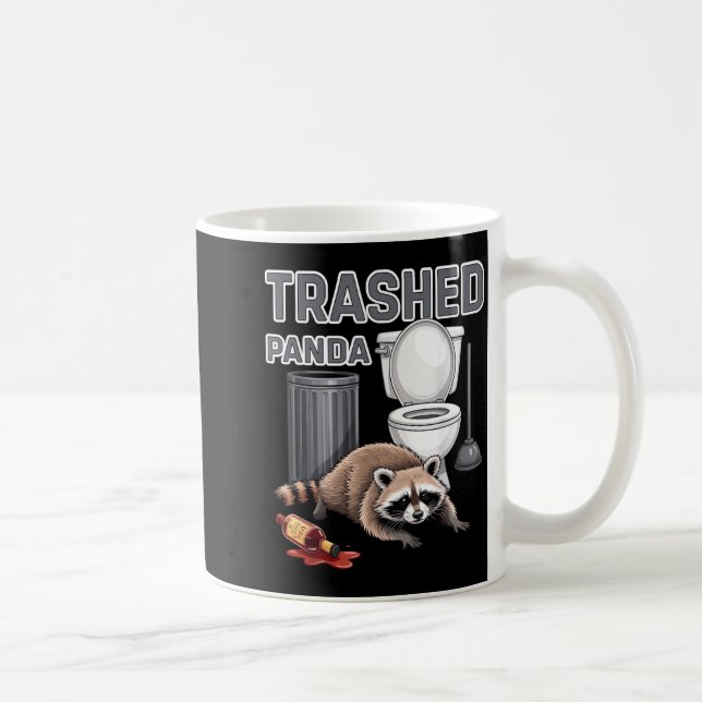 Caneca De Café Funny Trashed Panda Raccoon Gets Drunk  (Direita)