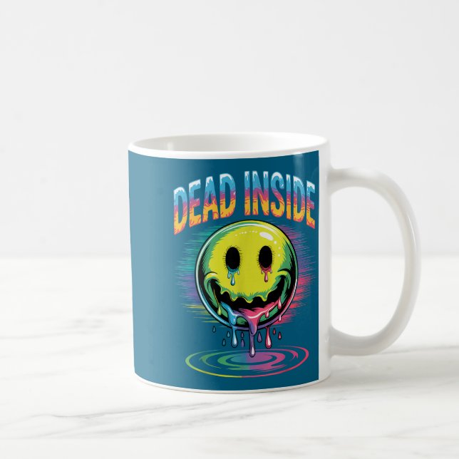 Caneca De Café Funny Trippy Dead Inside Quote Sarcasm Meme Gothic (Direita)
