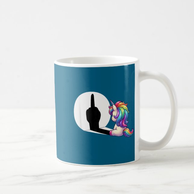 Caneca De Café Funny Unicorn With Middle Finger Morning Grouch  (Direita)