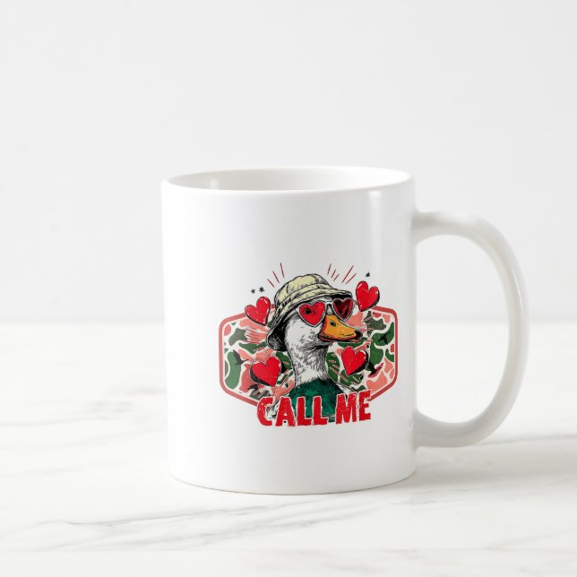 Caneca De Café Funny Valentines Day Call Me Duck Hunting Men Wome (Direita)