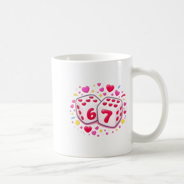 Caneca De Café Funny Valentines Day Shirt Cute Dice 67 Meme 6-7 S (Direita)