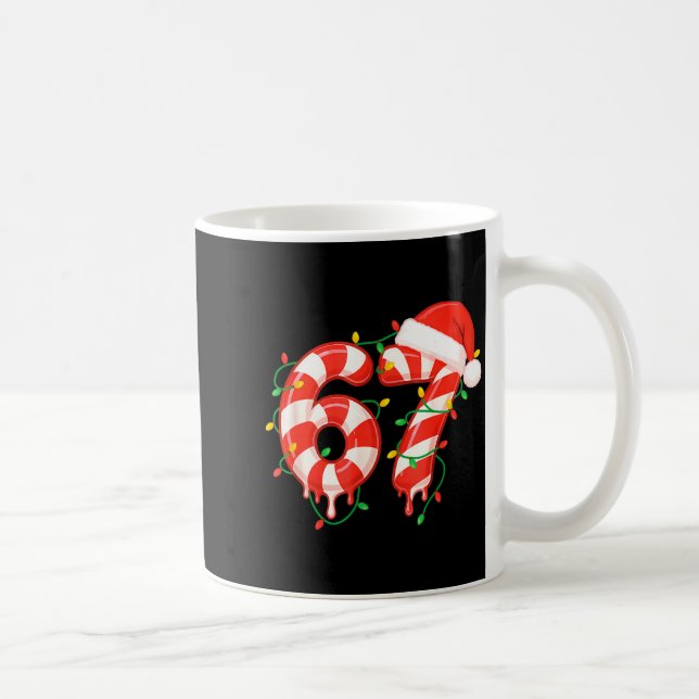 Caneca De Café Funny Viral Christmas 67 Candy Canes Meme Santa Ho (Direita)