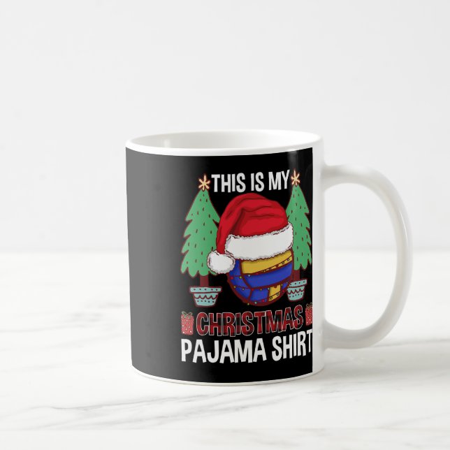 Caneca De Café Funny Voleibol Team Luzes de Natal Feias Pajama (Direita)
