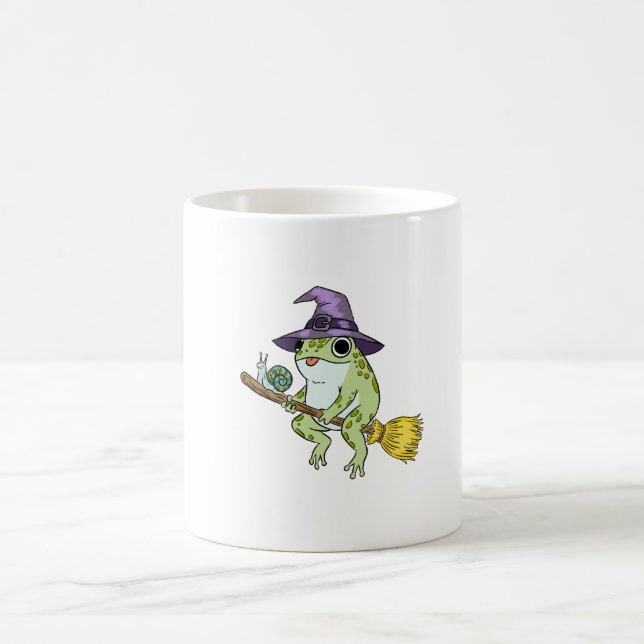 Caneca De Café Funny Wizard Frog Rides A Broomstick Illustration (Centro)