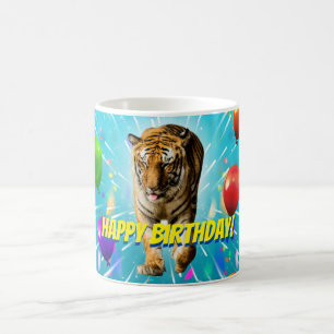 Caneca De Café Funy Tiger Party Balão Explosão Aniversário