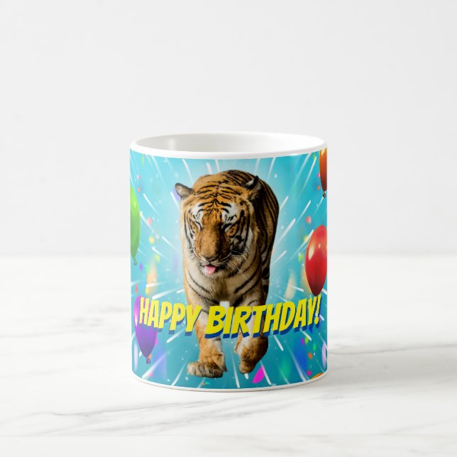 Caneca De Café Funy Tiger Party Balão Explosão Aniversário (Centro)